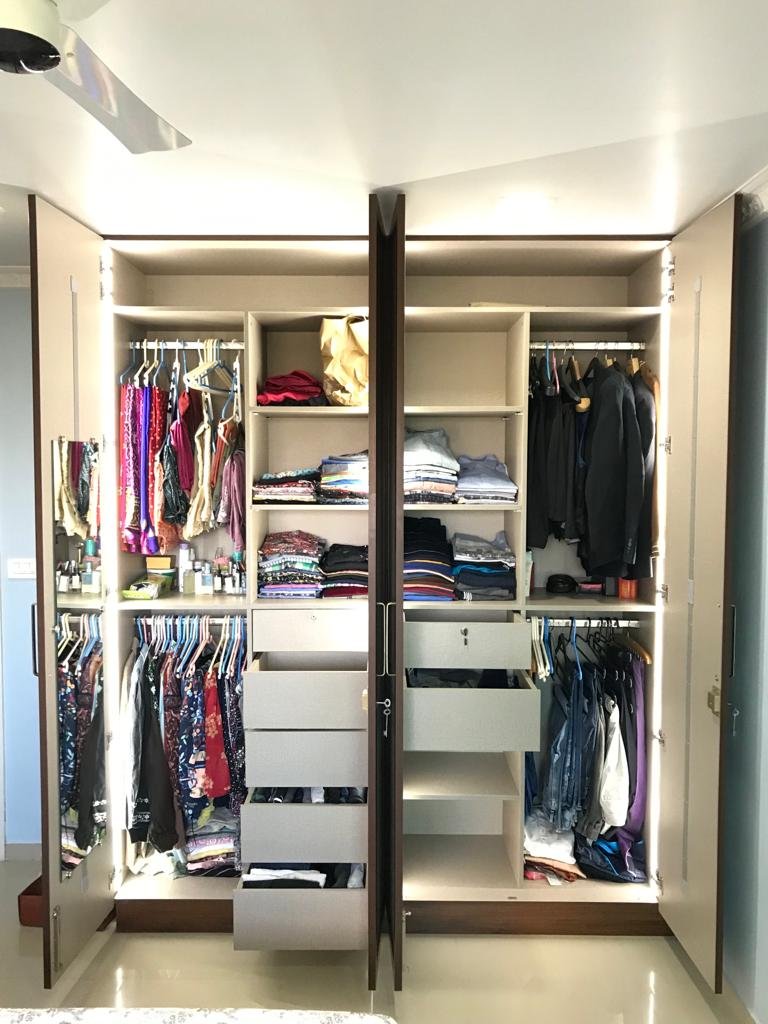 Cane Finish Hinged Wardrobe by KK modular Kitchen and Interiors in Lower Parel, Mumbai
