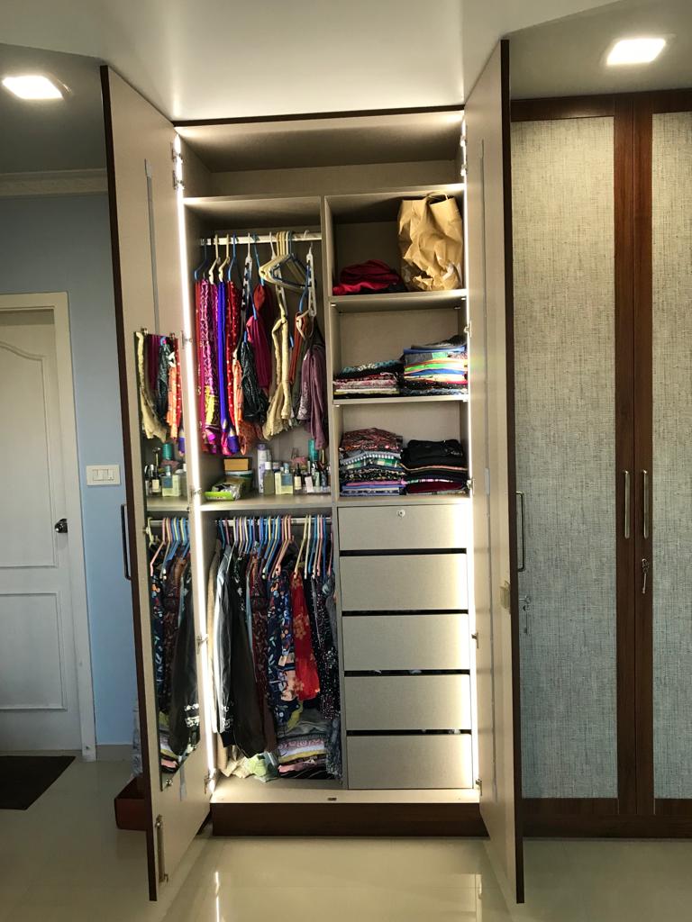 Cane Finish Hinged Wardrobe by KK modular Kitchen and Interiors in Prabhadevi, Mumbai